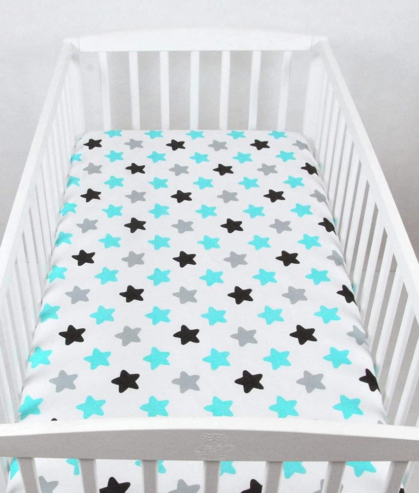 BABYLUX Spannbetttuch 60 x 120 cm Baby SPANNBETTLAKEN Baumwolle Kinderbett 98. Sterne Bild 1