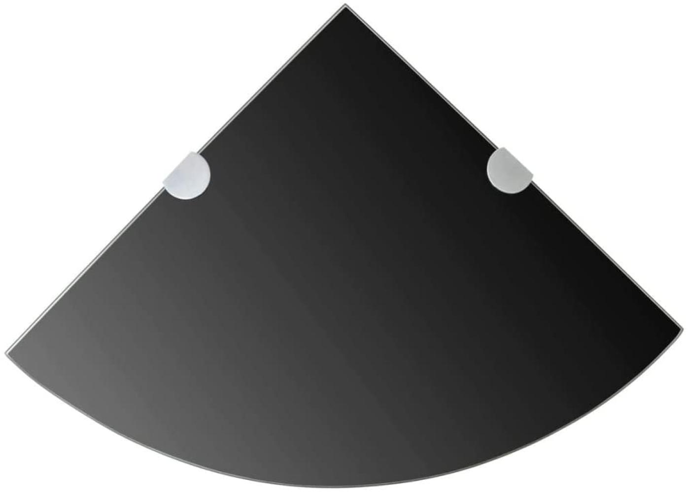 vidaXL Eckregal mit verchromten Halterungen Glas Schwarz 35 x 35 cm 243856 Bild 1