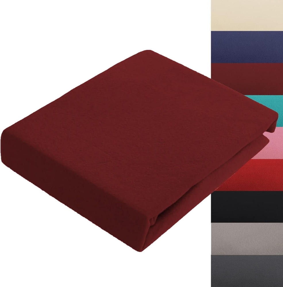 Buymax Spannbettlaken Thermo Fleece Winter Flausch Bettlaken Spannbetttuch, Microfaser, Gummizug: Rundum-Gummizug, 140x200-160x200 cm Spannbetttuch Teddyflausch, Bordeaux Bild 1