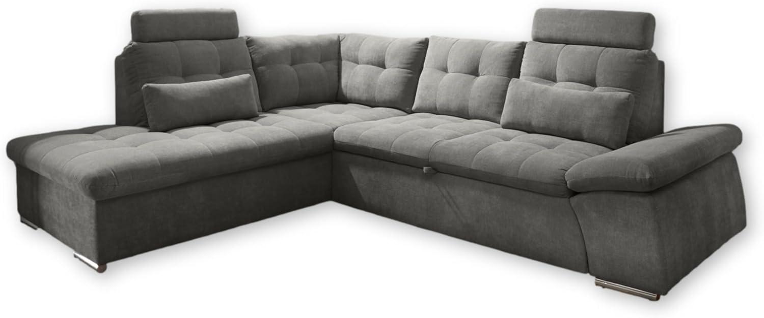 Ecksofa Couch NALO Sofa Schlafcouch Bettsofa braun-schwarz (stone) L-Form links Bild 1