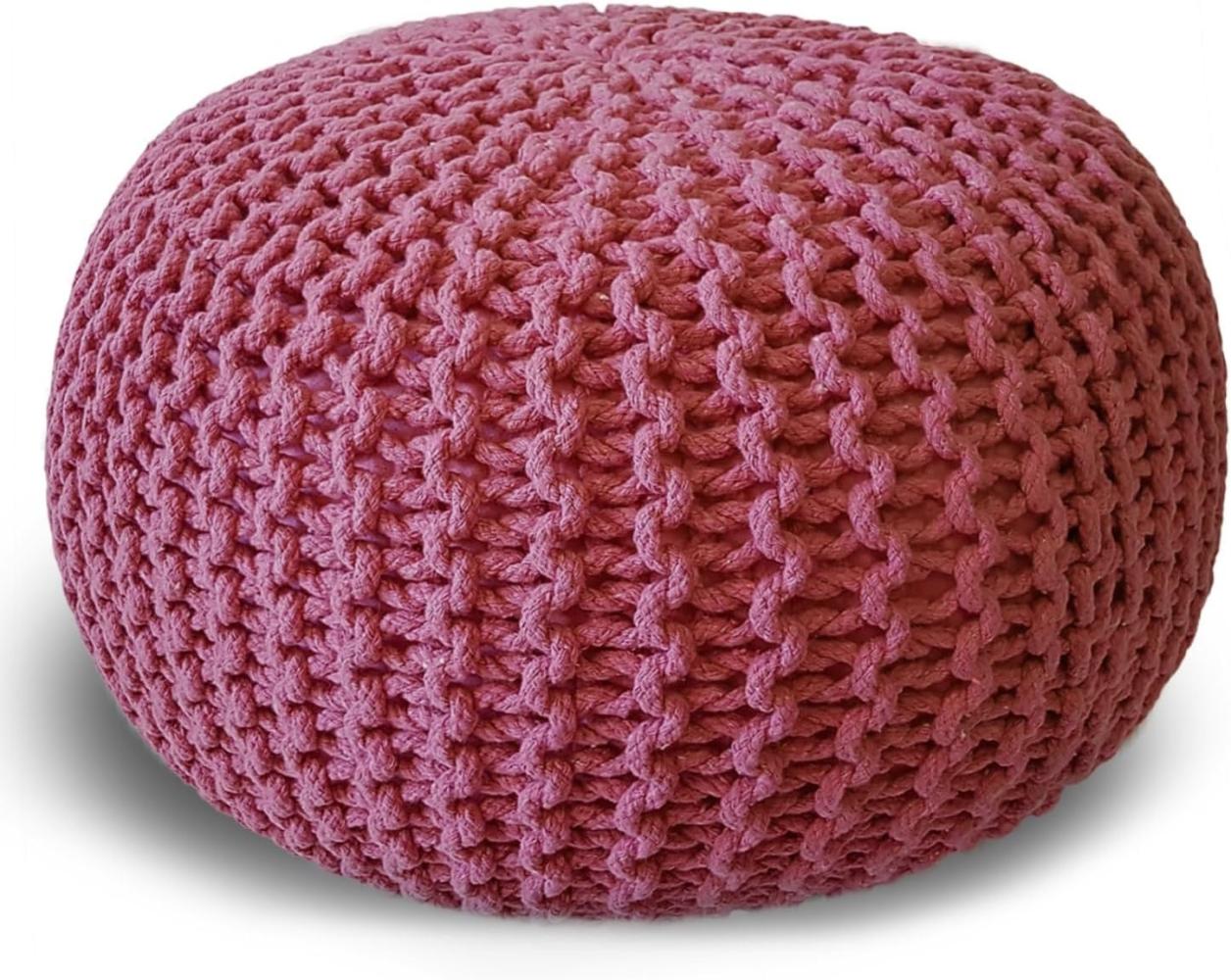 casamia Pouf Ø 55 o. 45 cm Sitzpouf Strickhocker Sitzpouf Bodenkissen nachhaltig Grobstrick Optik Größe ø 55 cm, Farbe pink Bild 1