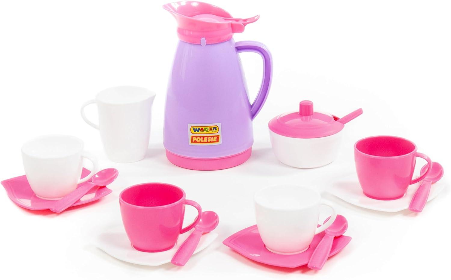 Polesie Spielzeug Geschirr 40626, 16-teiliges Kaffee-Set Teller, Tassen, Besteck Bild 1