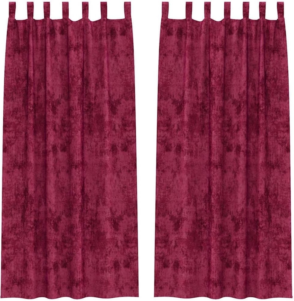 vidaXL Samtvorhänge mit Vorhängen 2 pcs Weinrot 225 x 140 cm Samt 4107715 Bild 1