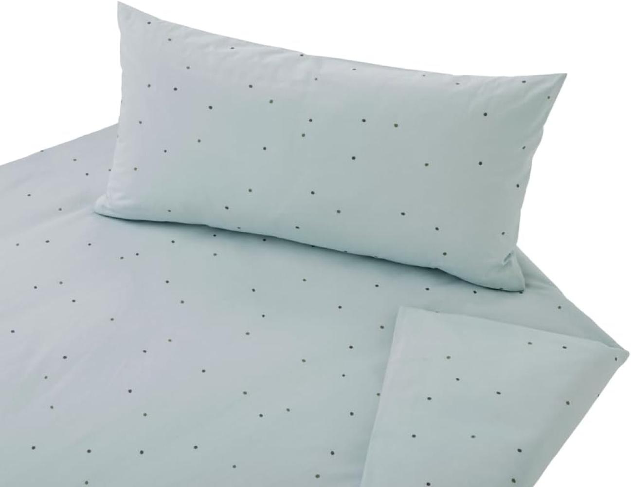 Cotonea Edel-Linon Bettwäsche Dancing Dots wasserblau|155x220 + 40x80 cm Bild 1