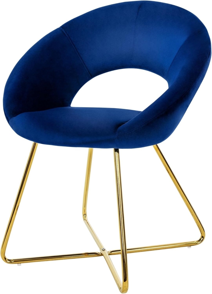 ML-DESIGN Stuhl Samtstuhl Esszimmerstuhl & Wohnzimmerstuhl mit goldenen Metallbeinen (1 St), Design Lounge Polsterstuhl Clubsessel Esstisch Samt Blau Bild 1