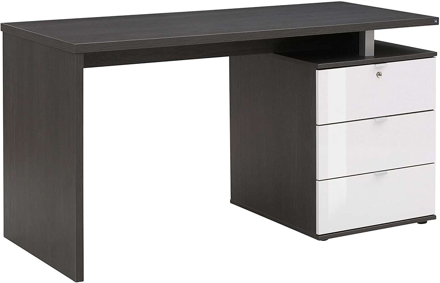 Schreib- und Computertisch, grau/ weiß, 140 x 75 x 60 cm Bild 1