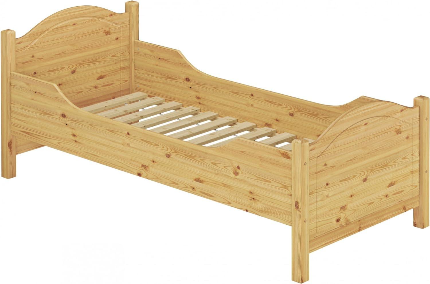 Seniorenbett extra hoch Rollrost 90x200 Massivholz Kiefer Holzbett Einzelbett Gästebett 60.40-09 Bild 1