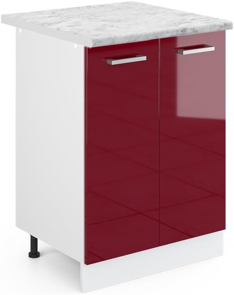 Vicco Küchenschrank R-Line Hängeschrank Unterschrank Küchenzeile Küchenunterschrank Arbeitsplatte, Möbel verfügbar in 6 Dekoren (Bordeaux mit Arbeitsplatte, Unterschrank 60 cm) Bild 1