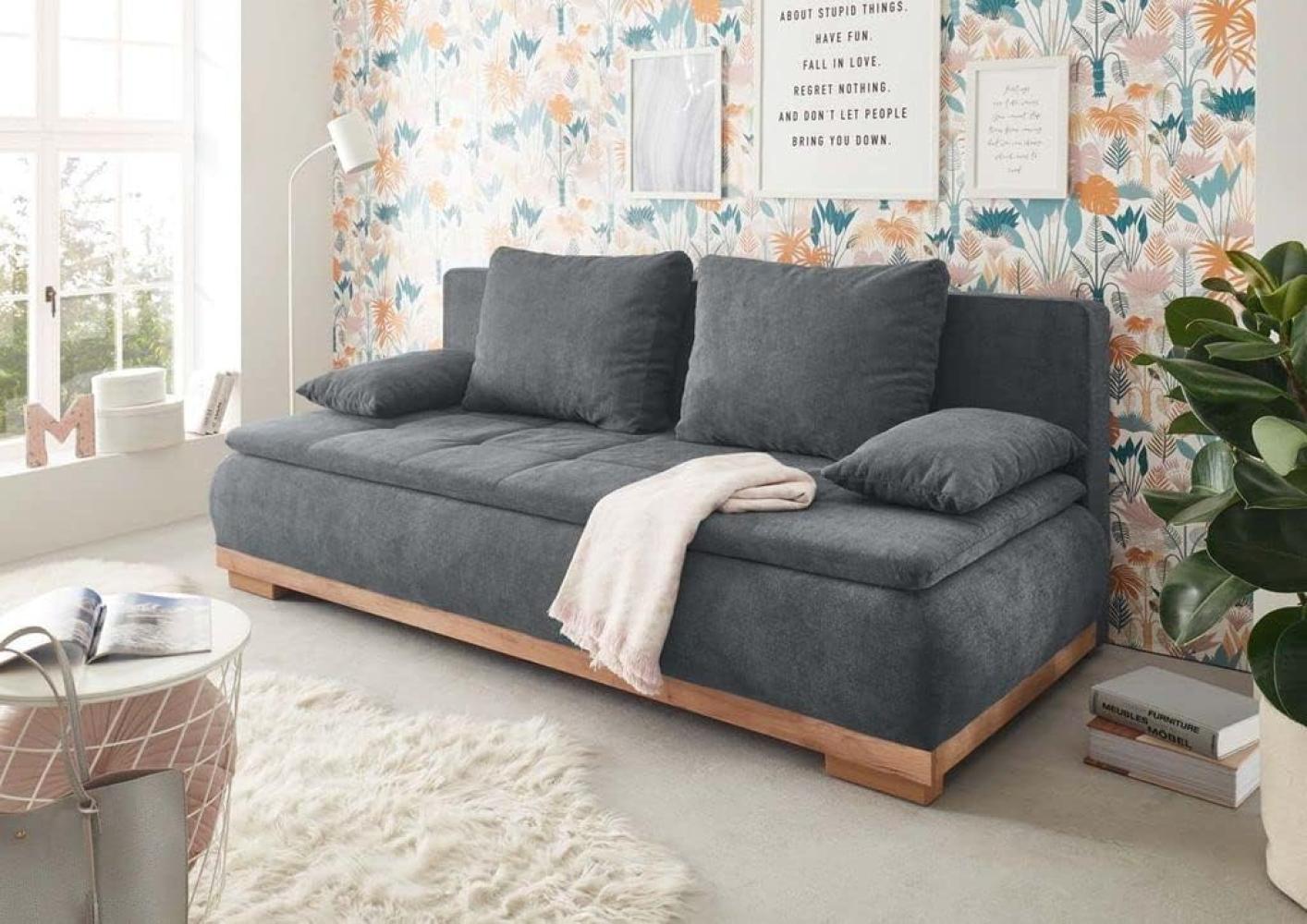 Schlafsofa MILA LUX. 3DL Stoff anthrazit inkl. Bettkasten 208 Bild 1