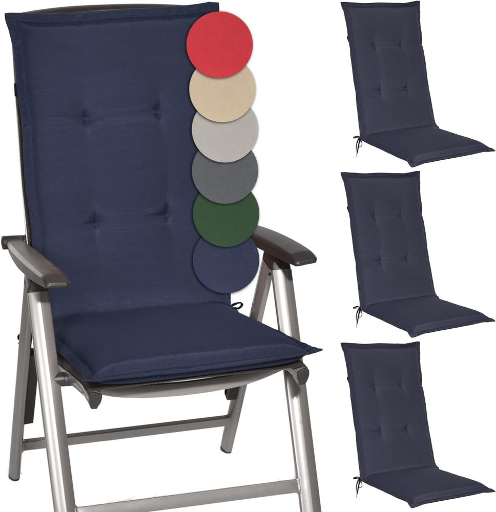 Beautissu 4er Set Hochlehner Auflagen Loft HL 120x50x6cm Dunkelblau Bild 1