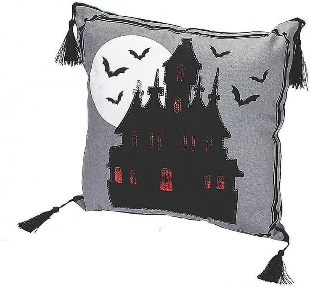 Halloween Zierkissen mit Haunted House Bild 1