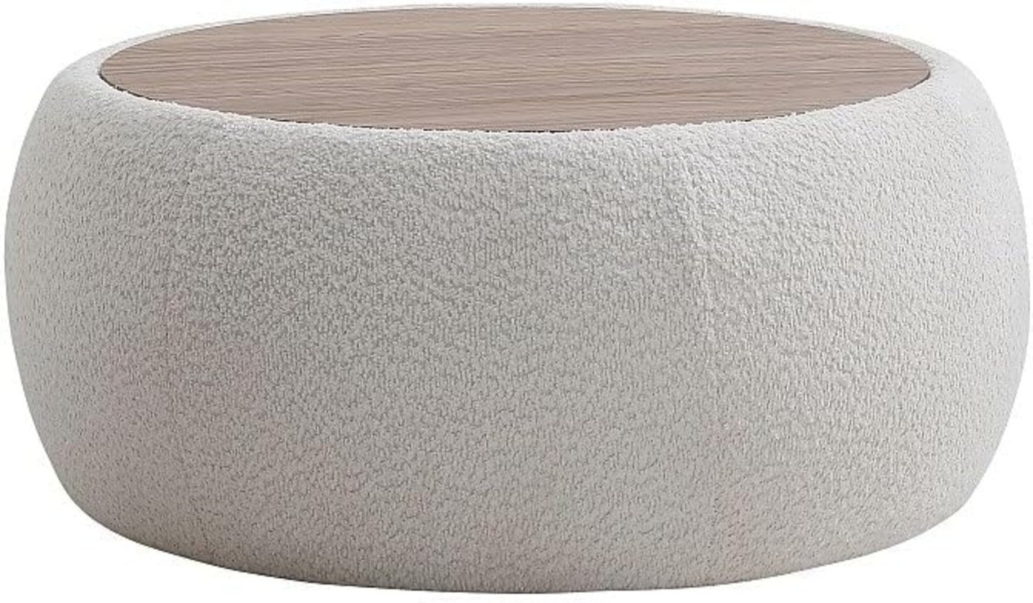 Vente-unique - Couchtisch - Mit Stauraum und Bouclé-Stoff + MDF - Weiß - SORIELI Bild 1