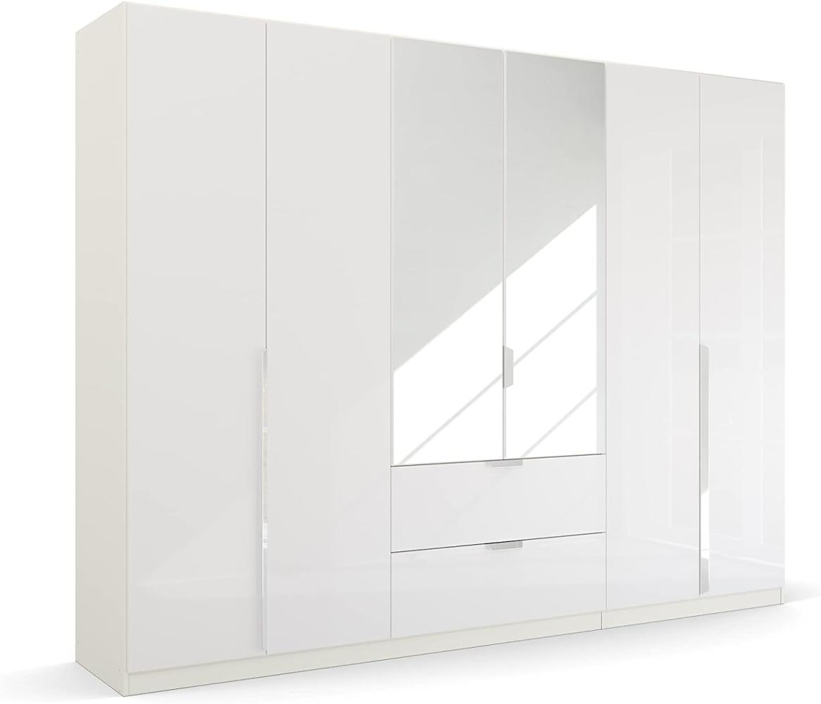 Kleiderschrank Drehtürenschrank Glamour | 6-türig | mit Spiegeltüren & Schubkästen | weiß Hochglanz / alpinweiß | 271x210 Bild 1
