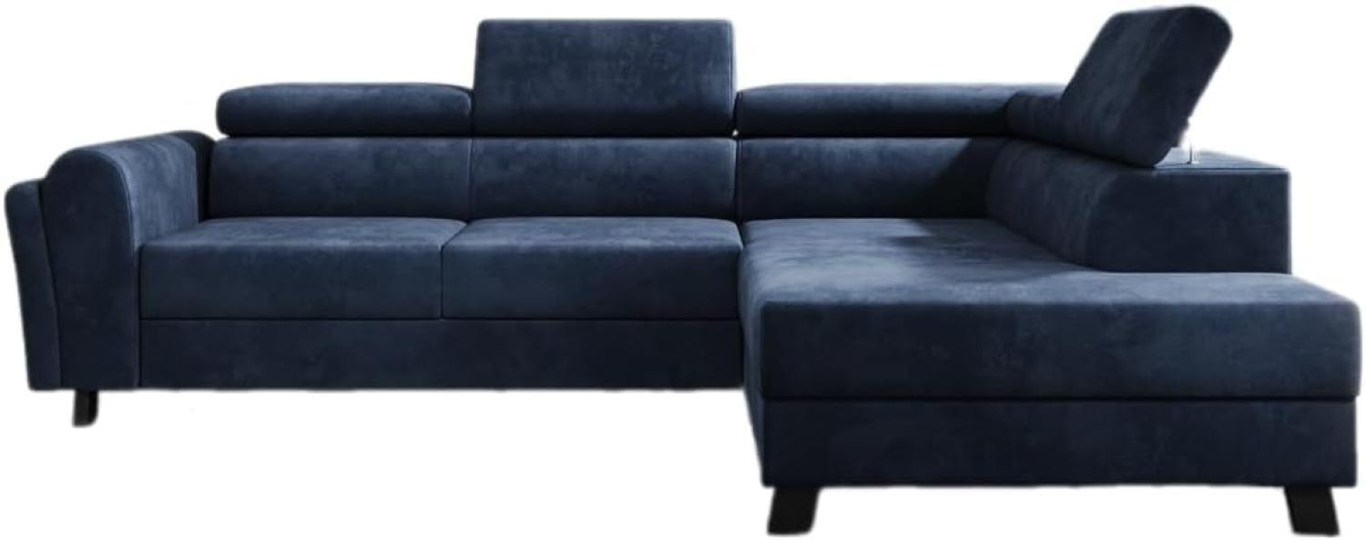 Designer Sofa Kira mit Schlaf- und Klappfunktion Samt Blau Rechts Bild 1