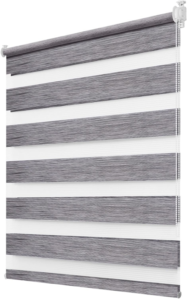 Deswell Doppelrollo Klemmfix ohne Bohren Marmor-Grau B60 x H120 cm (Stoffbreite 56cm) Rollos für Fenster ohne Bohren für Fenster mit Lichtdurchlässig & Verdunkelnd/Höhe Stufenlos Verstellbar Bild 1