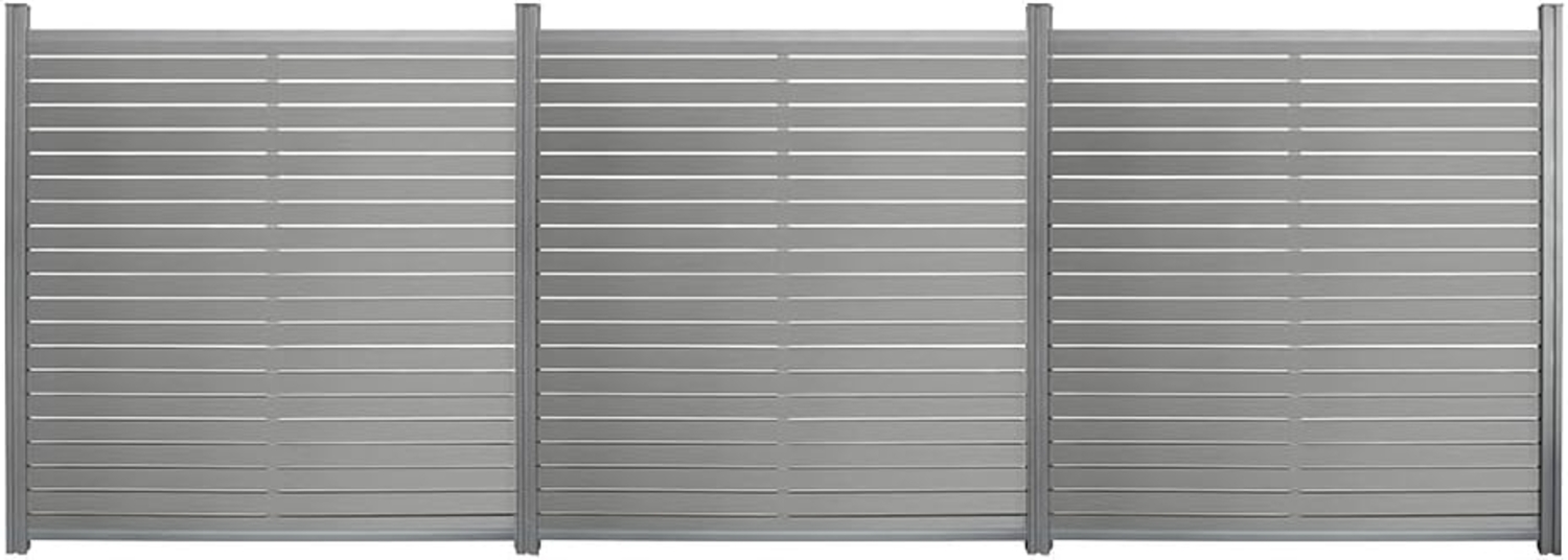 HOME DELUXE WPC Sichtschutzzaun ALIRA Dunkelgrau - 3 x Element + 4 x Pfosten Bild 1