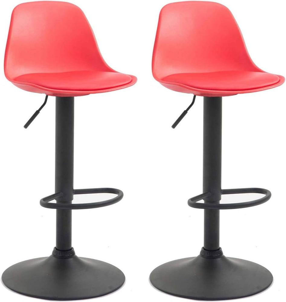 CLP 2er Set Barhocker Kiel Kunststoff höhenverstellbar und 360 Grad drehbar,rot schwarz Bild 1