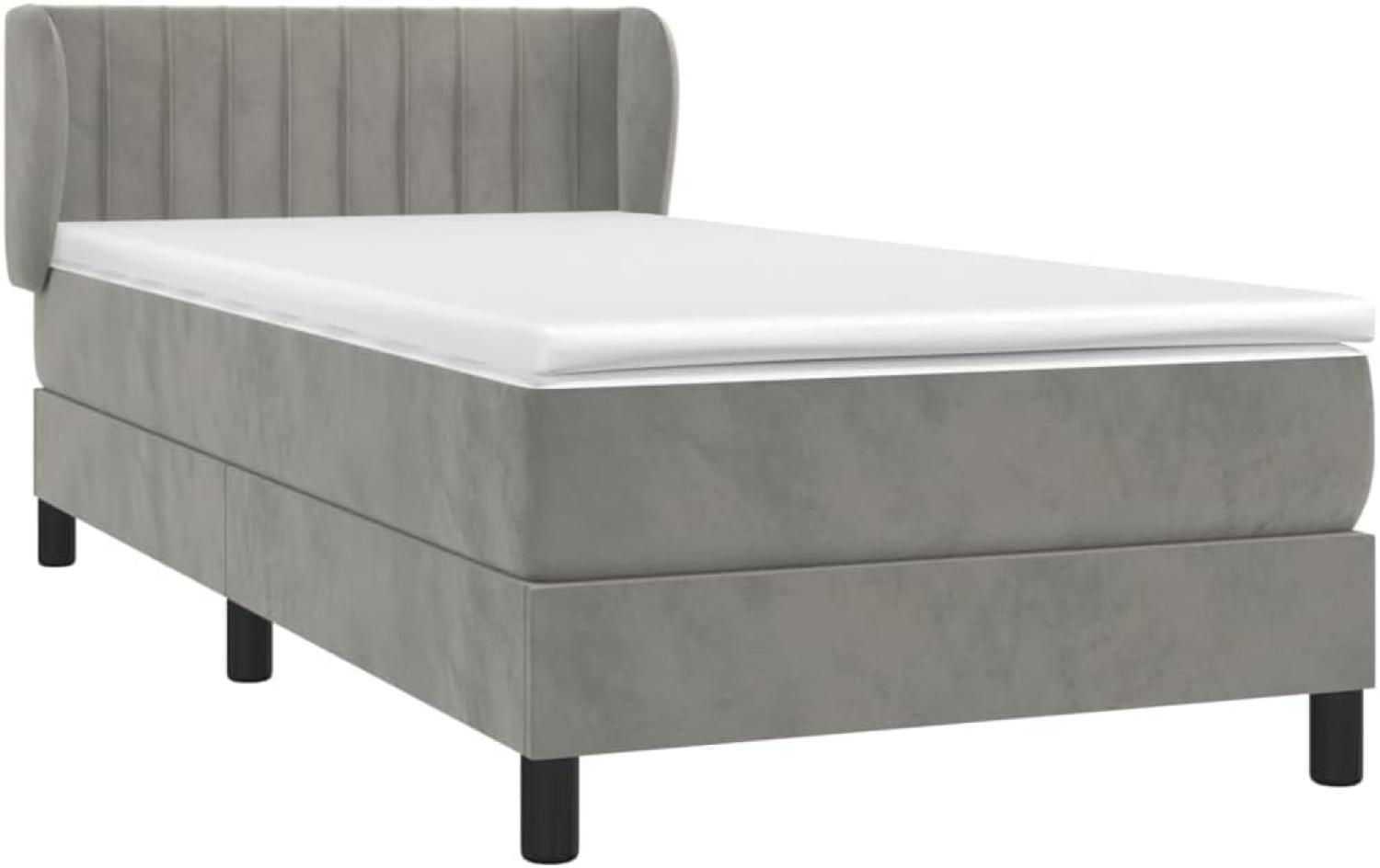 vidaXL Boxspringbett mit Matratze Hellgrau 100x200 cm Samt 3127595 Bild 1