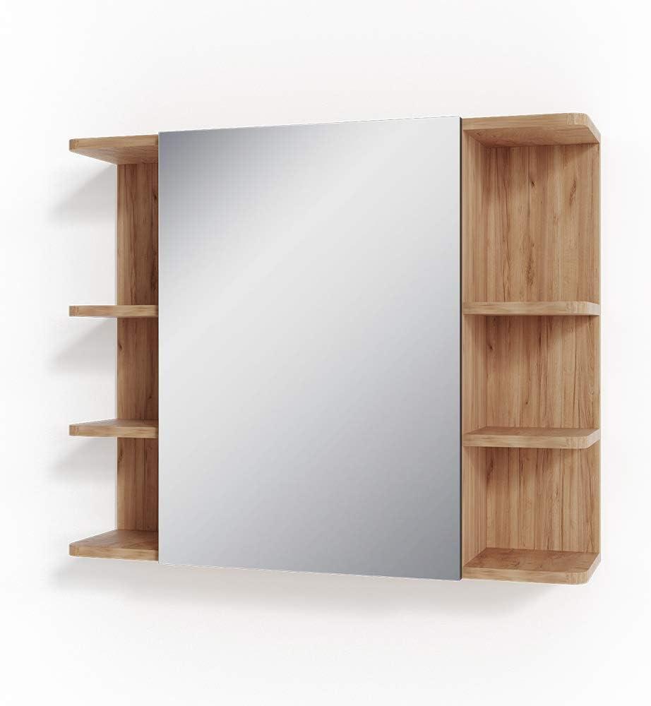 VICCO Spiegelschrank FYNN 80 x 64 Eiche Anthrazit Spiegel Badspiegel Wandspiegel Bild 1