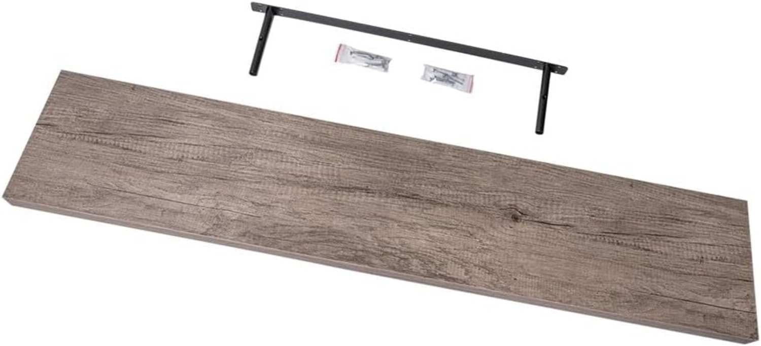 Velano - Bücherregal Wand - Wandregal 118x23.5 cm - Regal Wand - Schweberegal - Hängeregal - Regalbrett - Braun Eiche - Küchenregal - Bücherregal Kinder - Deko Wohnzimmer - Gewürzregal Wand Bild 1