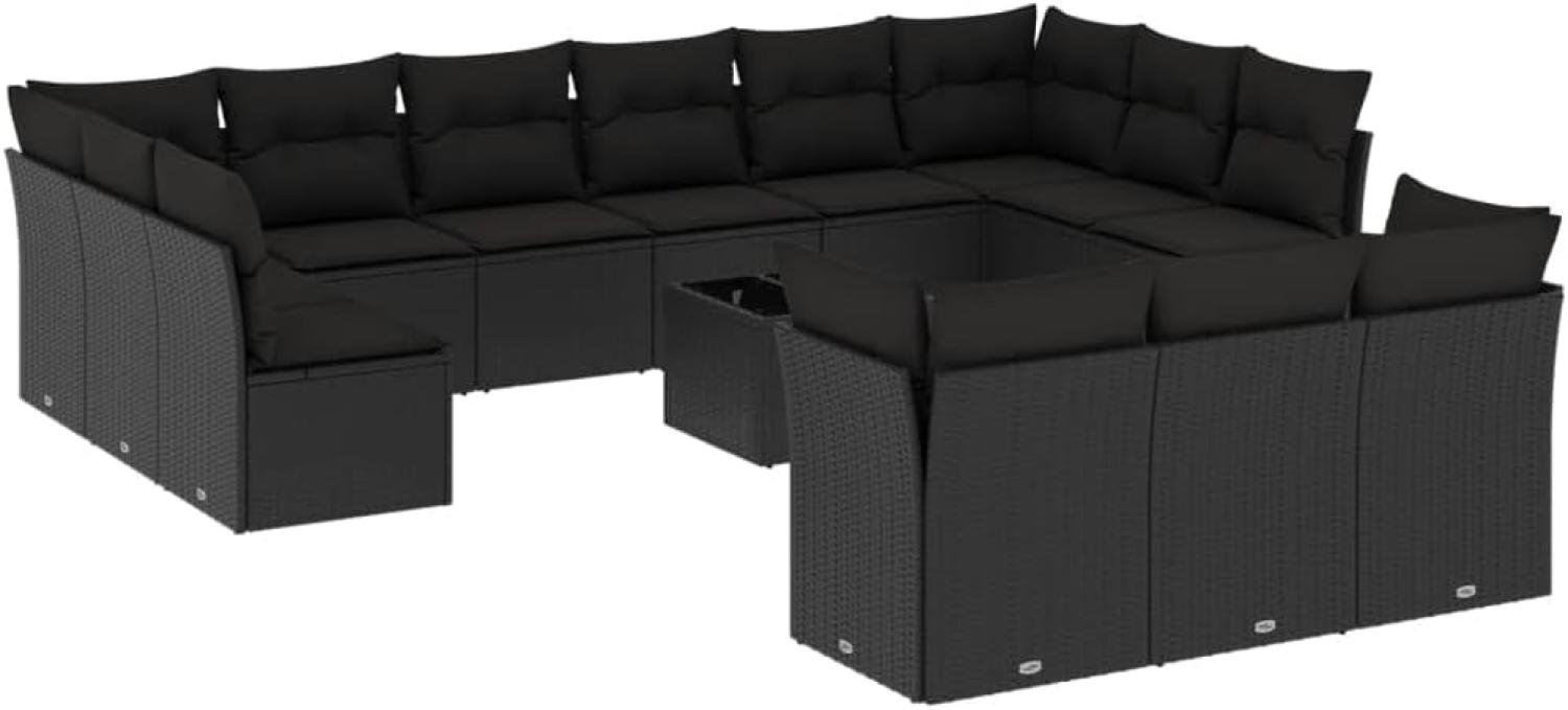 14-tlg. Garten-Sofagarnitur mit Kissen Schwarz Poly Rattan 3218455 Bild 1