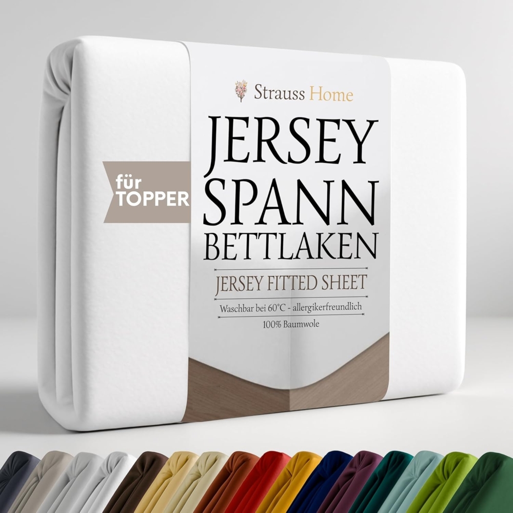Strauss Home Spannbettlaken Premium Topper Spannbettlaken 150GSM für Matratzen-Topper 10cm Höhe, Gummizug: Rundumgummi, für Topper mit einer Höhe von 10cm, OEKO-TEX zertifiziert Bild 1