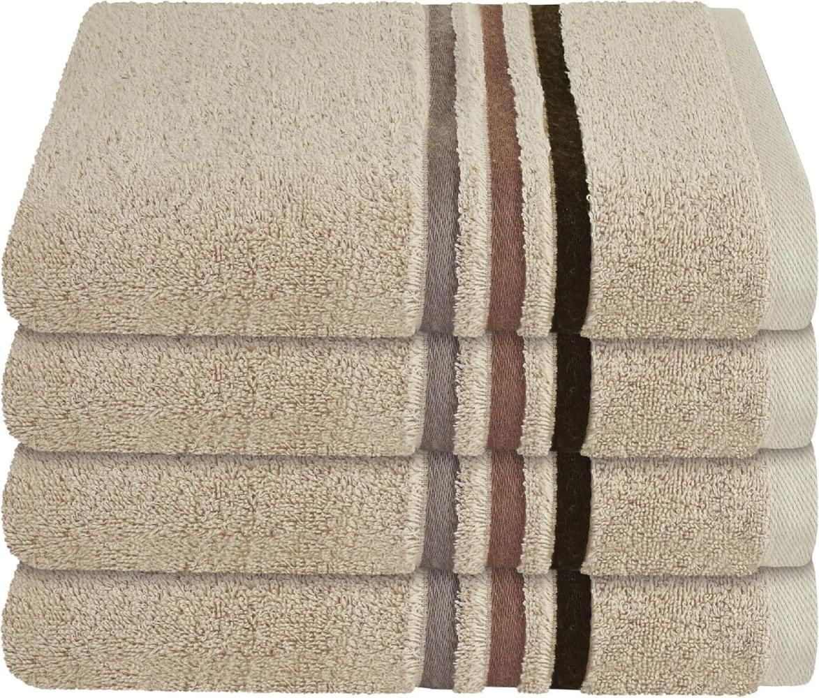 Schiesser Handtuch Skyline, 4er Set, mit Webbordüre, 100% Baumwolle Beige Bild 1