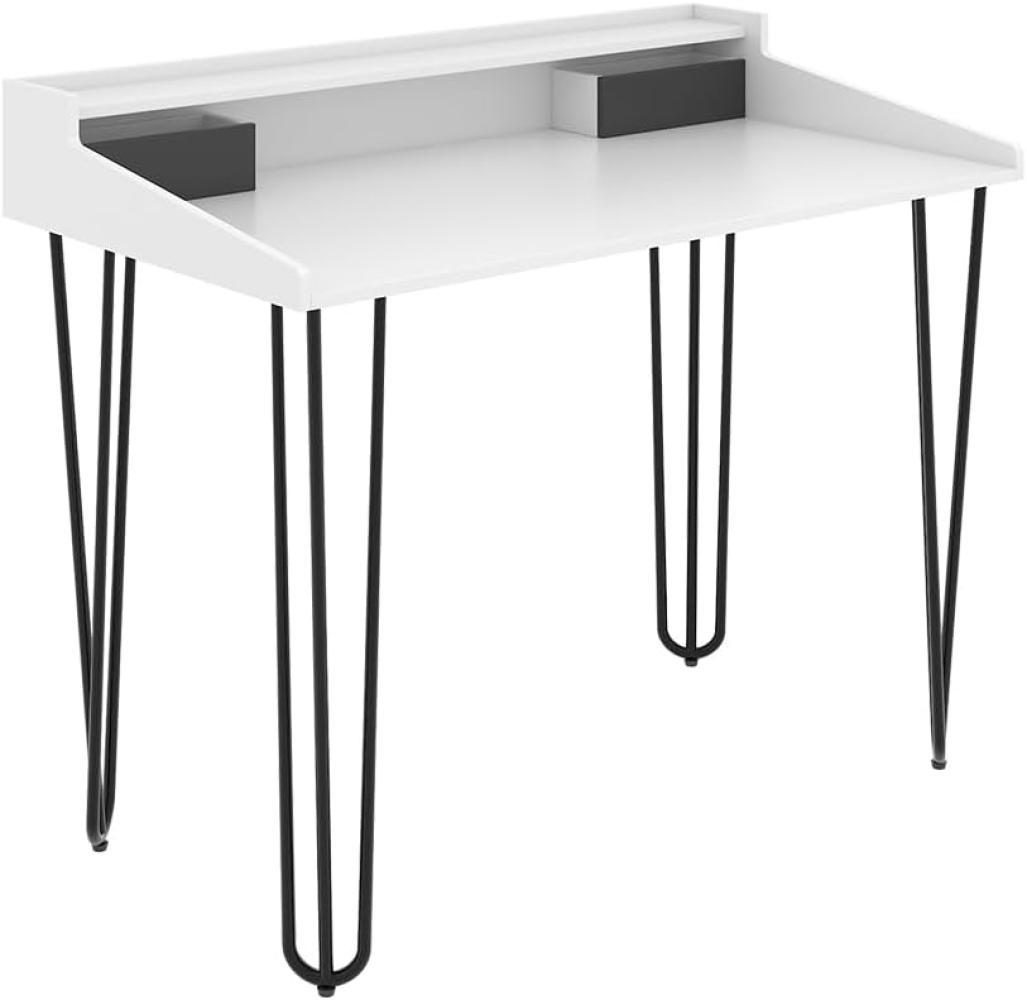 Vicco Schreibtisch Sannar Weiß Schwarz 110 x 60 cm mit Schubladen Bild 1