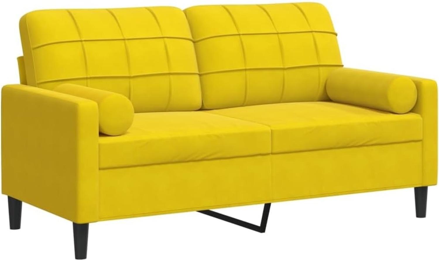 2-Sitzer-Sofa mit Zierkissen Gelb 140 cm Samt 3278225 Bild 1