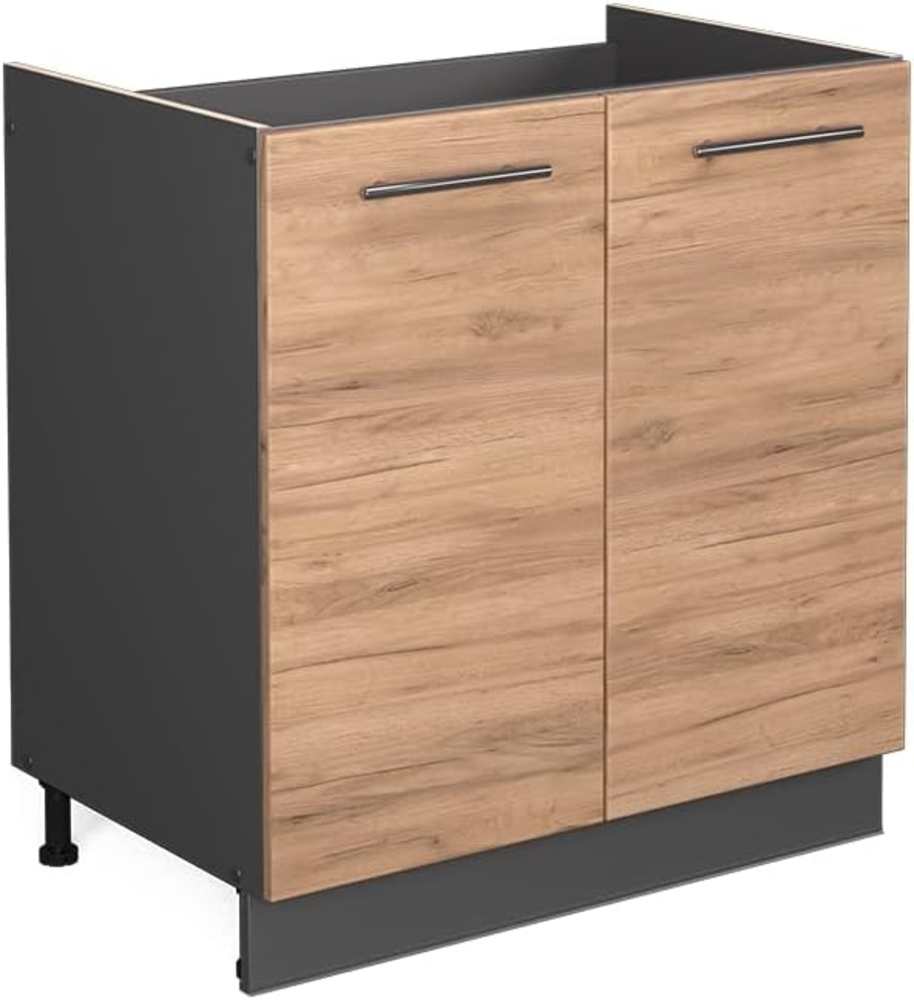 Vicco Spülenunterschrank Fame-Line, Goldkraft Eiche/Anthrazit, 80 cm, AP Anthrazit Bild 1