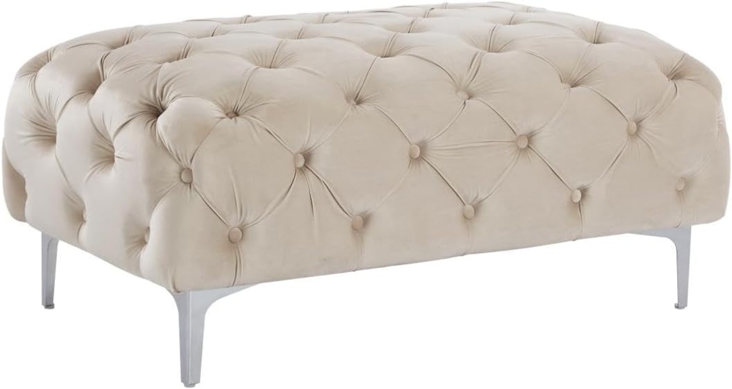 Vente-unique - Chesterfield-Hocker - Samt - Beige - EDWINA Bild 1