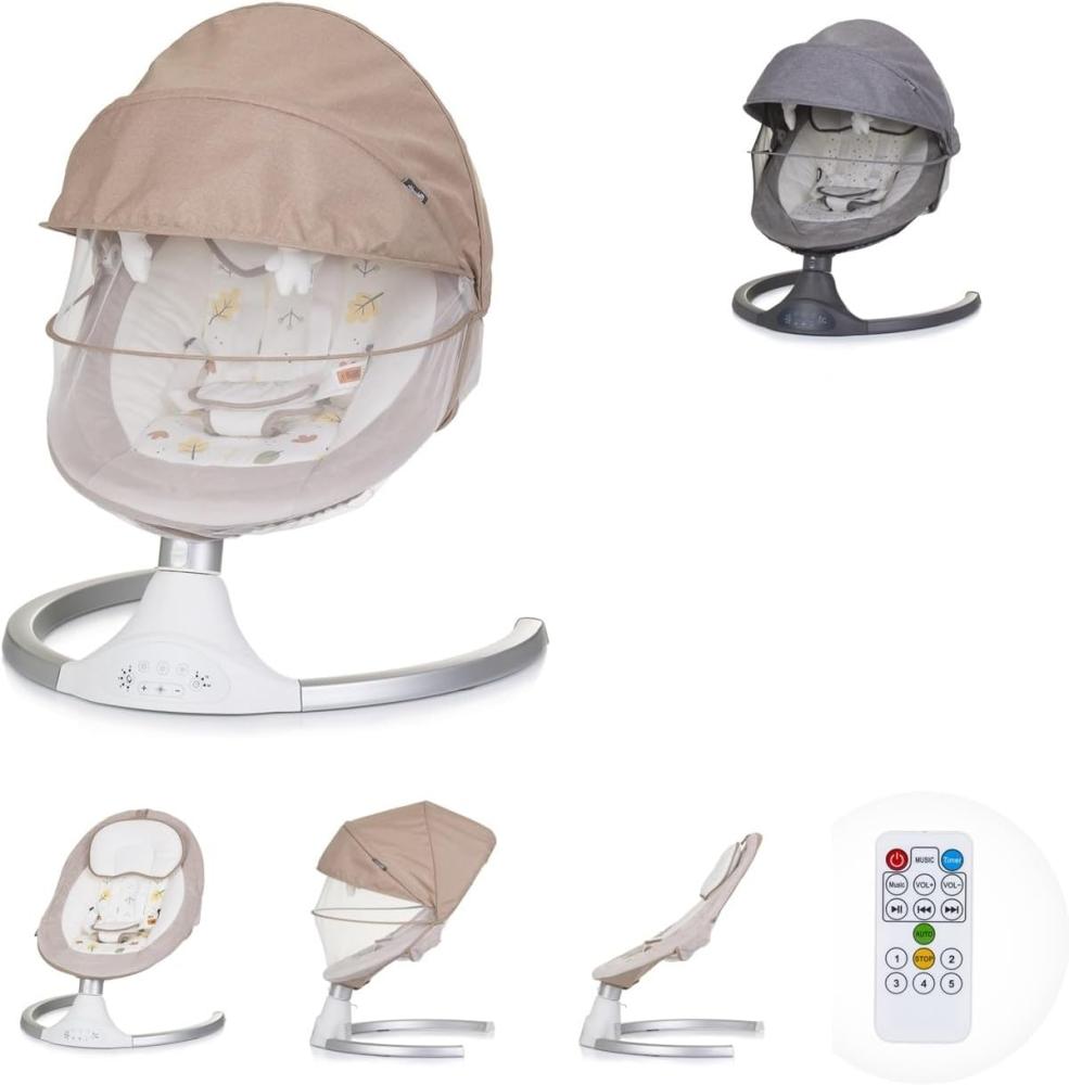 Chipolino Babywippe Brida, Fernbedienung Moskitonetz, Kissen, Plüschtiere, Timer beige Bild 1