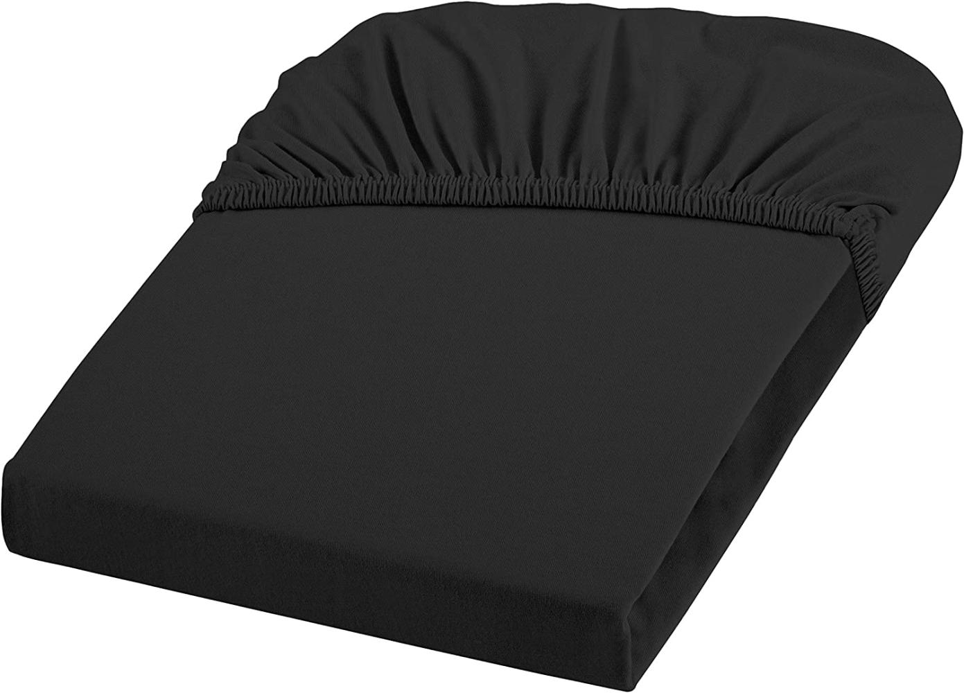 Fleuresse Fein-Jersey Spannbetttuch Bettlaken 90 x 190 cm - 100 x 200 cm Elastan 941 schwarz Bild 1