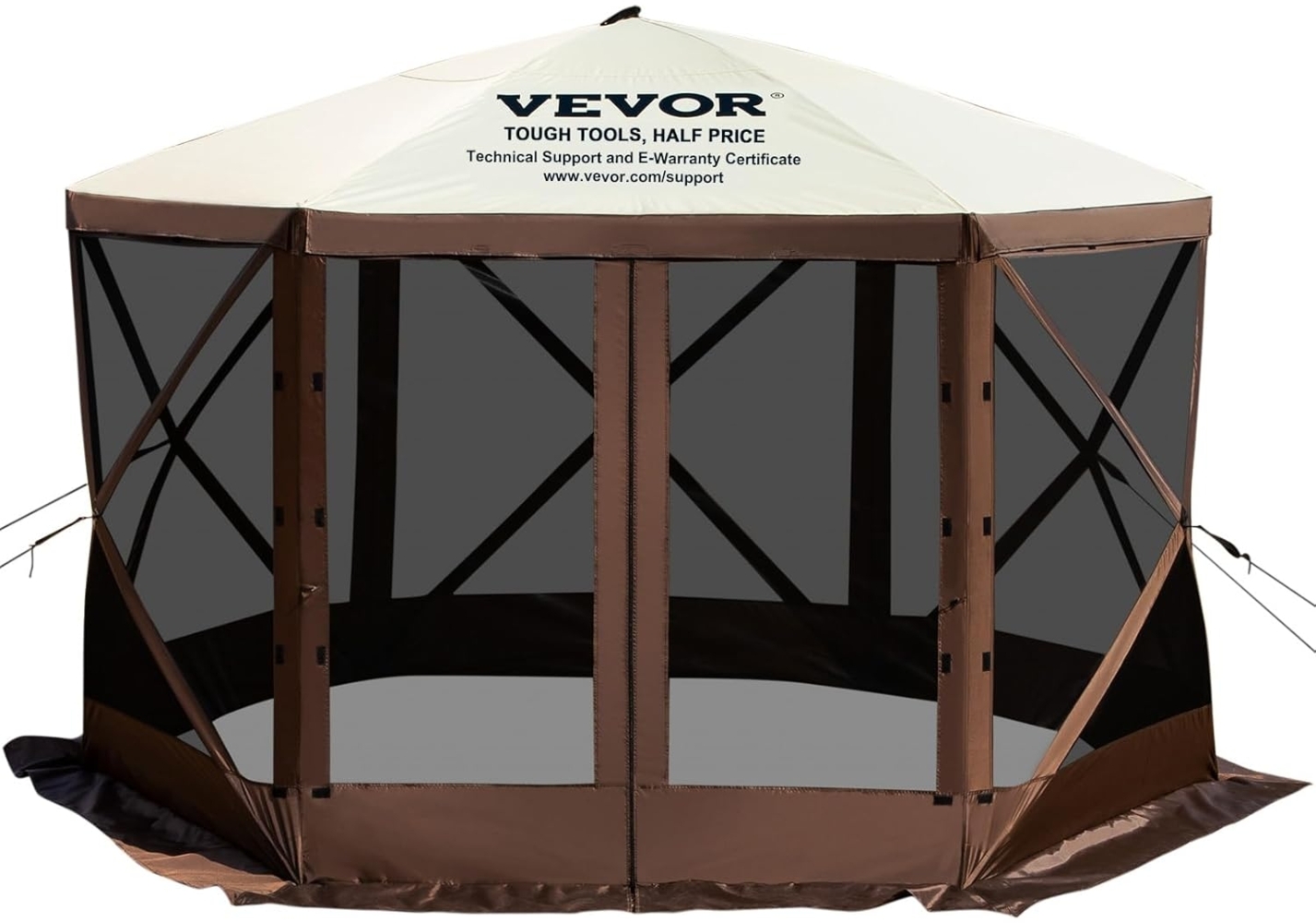 VEVOR Faltpavillon, 3,05x3,05 m, 6-seitiges Pop-up-Camping-Überdachungszelt mit Netzfenstern, tragbarer Tragetasche, Erdspießen, große gartenpavillon für Outdoor-Camping, Rasen und Hinterhof Bild 1