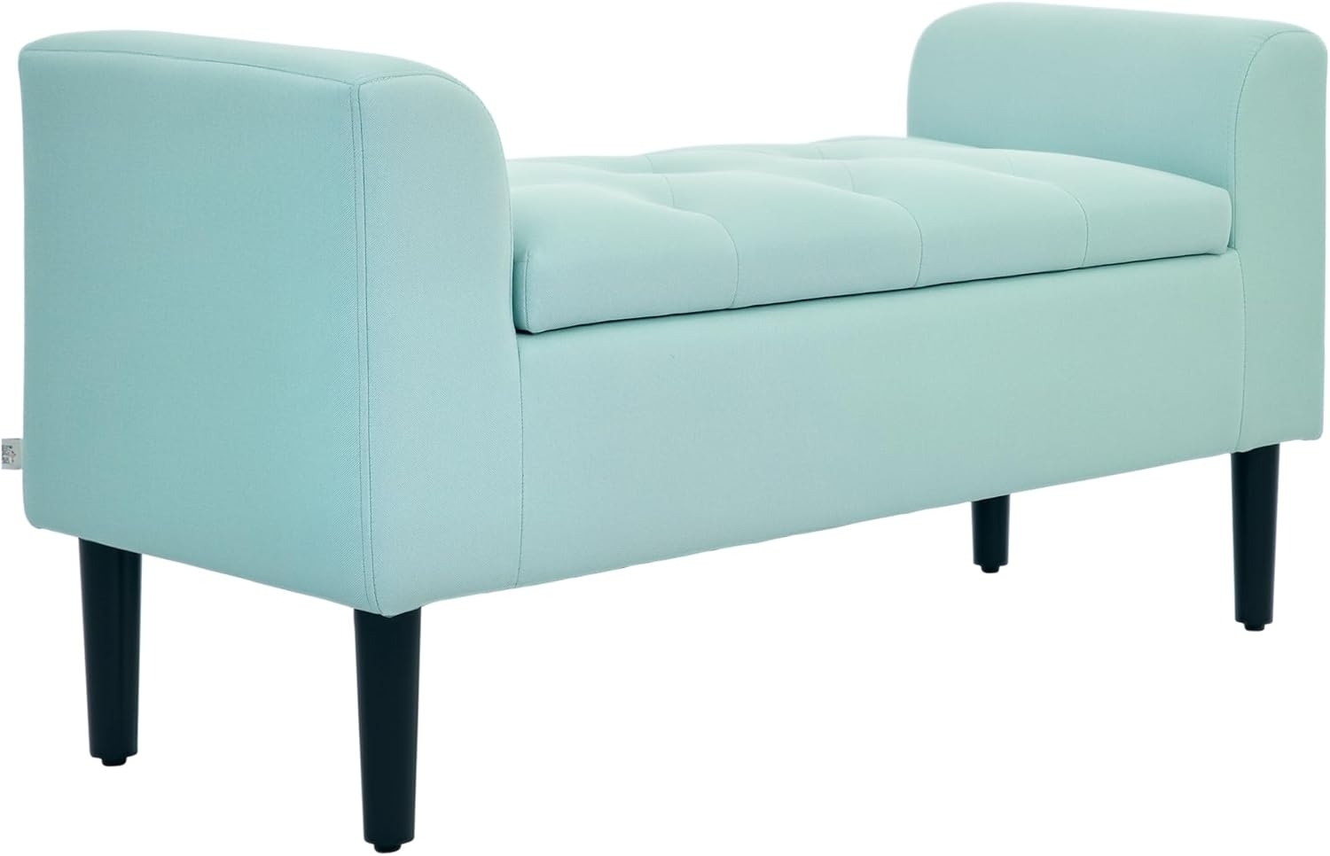 HOMCOM Sitzbank mit Stauraum, Polsterbank mit Leinenoptik, Holzbeine, Bettbank belastbar bis 130 kg, für Wohnzimmer Schlafzimmer Flur, 116 x 44 x 58 cm Grün Bild 1