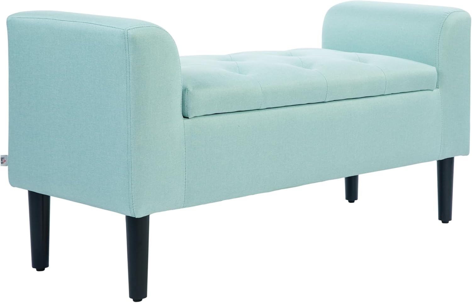 HOMCOM Sitzbank mit Stauraum, Polsterbank mit Leinenoptik, Holzbeine, Bettbank belastbar bis 130 kg, für Wohnzimmer Schlafzimmer Flur, 116 x 44 x 58 cm Grün Bild 1