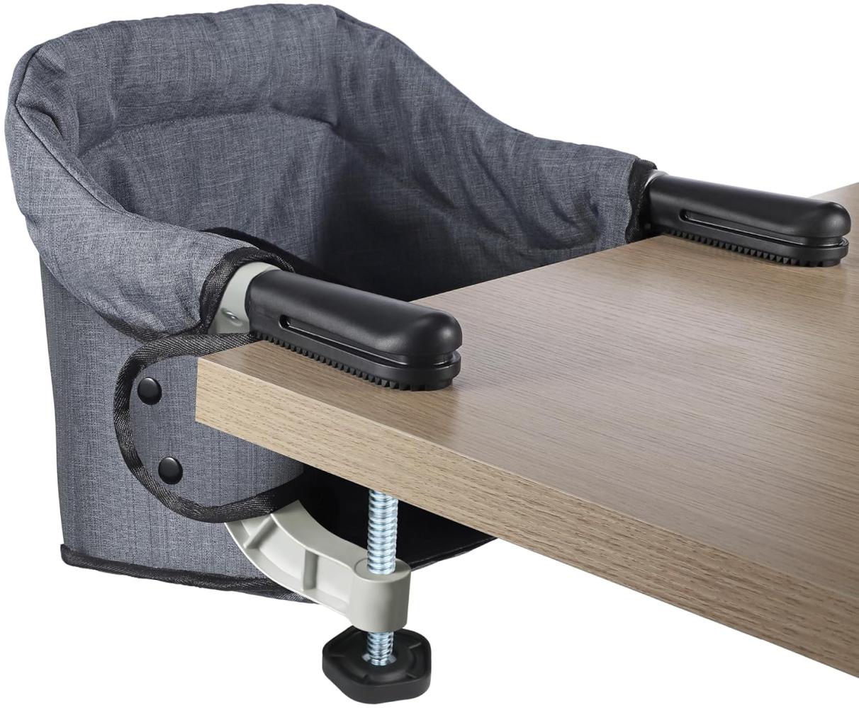 Tischsitz Faltbar Baby Hochstuhl Sitzerhöhung Portable Stabile Struktur Stuhlsitz mit Transportbeutel, Ideal für zu Hause und Unterwegs(Grau) Bild 1