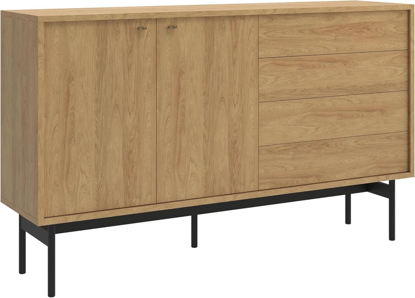 Selsey Olar - Sideboard 2-türig mit vier Schubladen, Holzoptik Hickory Natur, 154 cm Bild 1