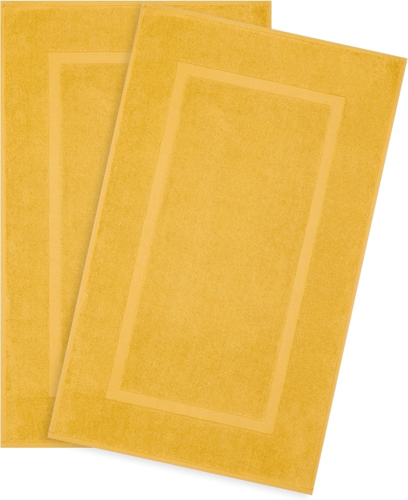 Hammetex Badvorleger Set 2 Teilig, 100% Baumwolle Duschvorleger für Badezimmer, Saugfähig Waschbar Bad Fußmatten 51x86 cm Große Badematten, Mustard (Gelb) Bild 1