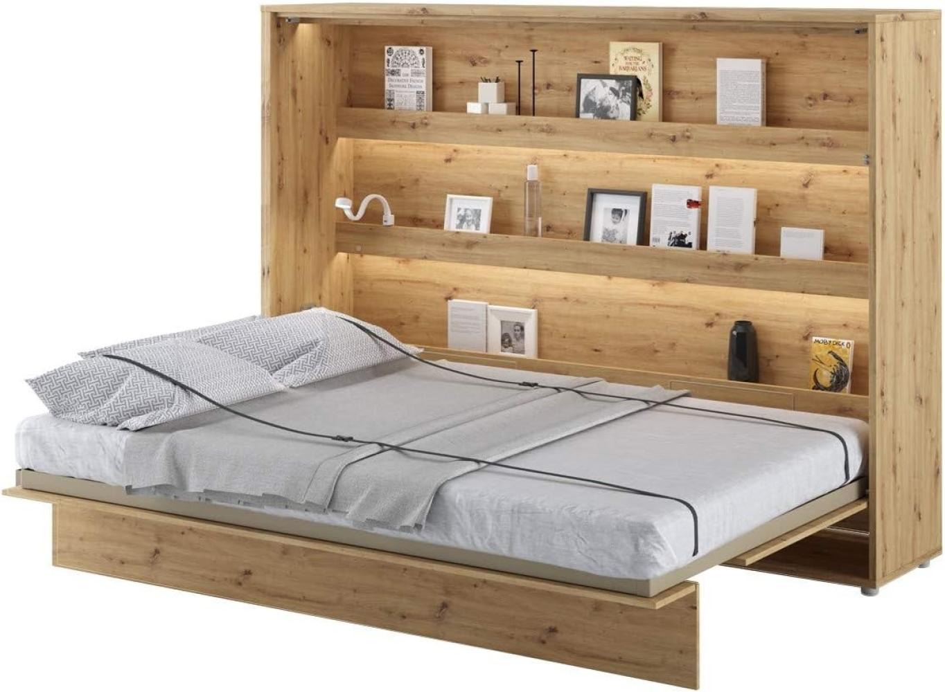 MEBLINI Schrankbett Bed Concept - BC-04 - 140x200cm Horizontal - Artisan Eiche - Wandbett mit Lattenrost - Klappbett mit Schrank - Wandklappbett - Murphy Bed - Bettschrank Bild 1