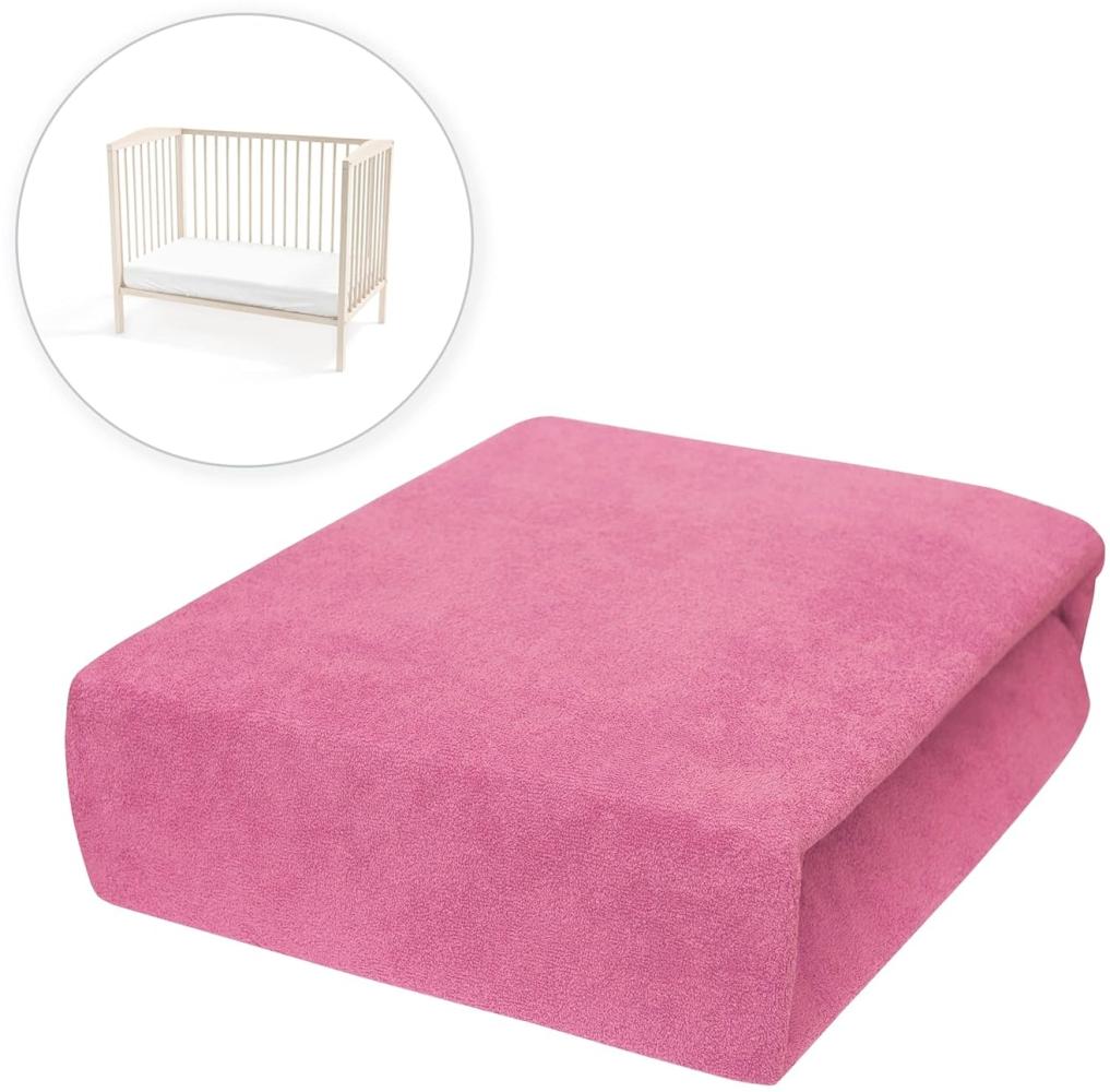 Frottier Spannbettuch passend zu 160x70 cm Kinderbett Matratze - Rosa Bild 1