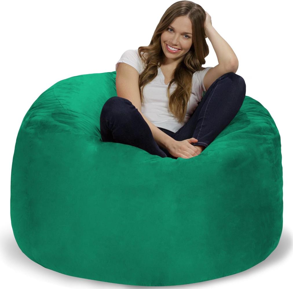 Chill Sack XL - Der Sitzsack mit Memory-Foam Füllung - Das Sitzkissen für Kinder und Erwachsene mit kuschelweichem, waschbarem Velourbezug in Koboldgrün Bild 1