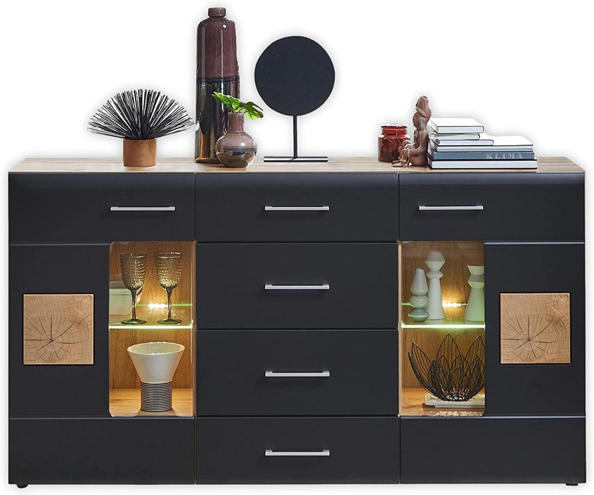 Innostyle SONATE Sideboard Laminat schwarz Eiche Altholz inkl. LED Bild 1