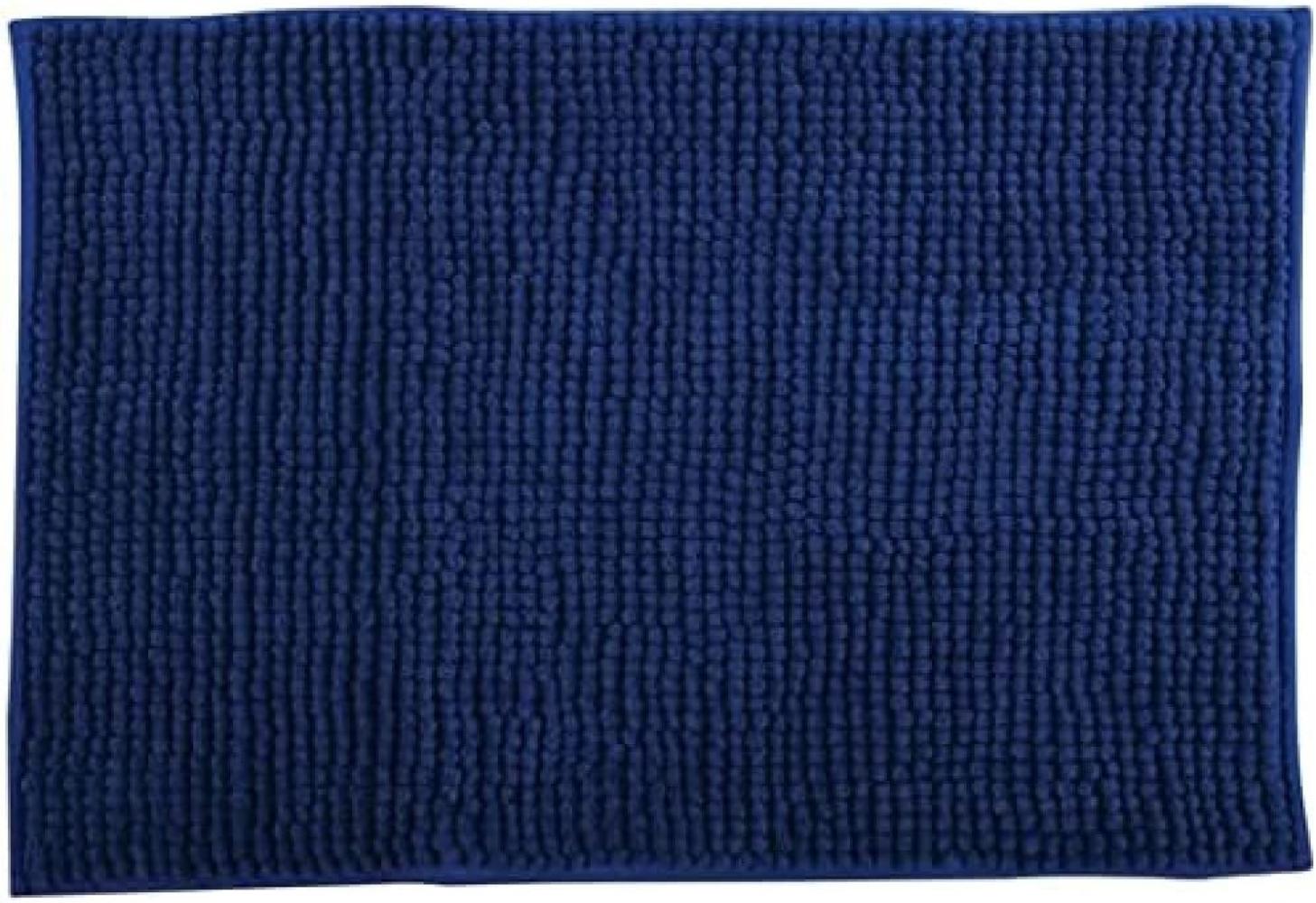 MSV Badteppich Badvorleger Duschvorleger Chenille Hochflor Badematte 60x90 cm – Blau Bild 1