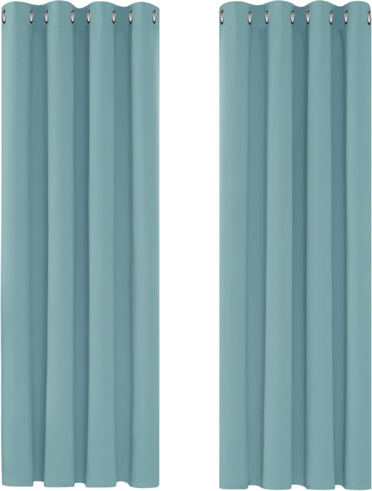 Deconovo Kälteschutzvorhang Blickdicht Verdunkelungsvorhang Kälteschutz Gardinen Kinderzimmer, 183x117 cm(HöhexBreite), Himmelblau, 2er Set Bild 1