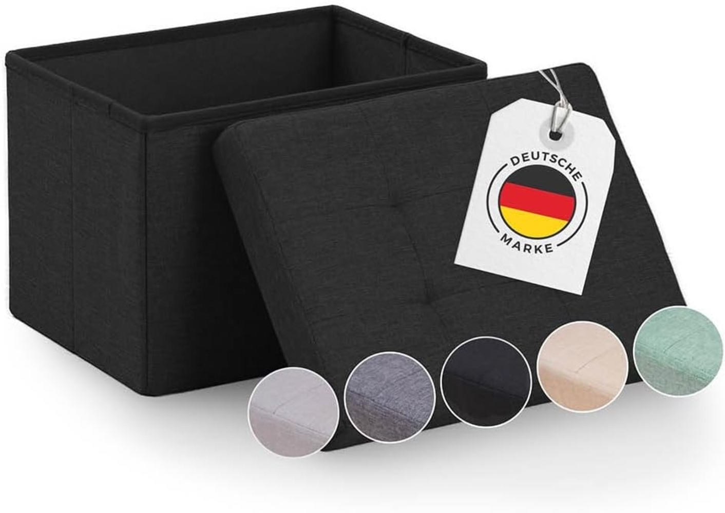 Blumtal Sitzbank mit Stauraum - Truhenbank mit Stauraum 41 x 31 x 31 cm - Sitztruhe mit Stauraum - Sitzwürfel - Aufbewahrungsboxen - Sitzbank klein - Polsterhocker - Kisten Aufbewahrung mit Deckel Schwarz Bild 1