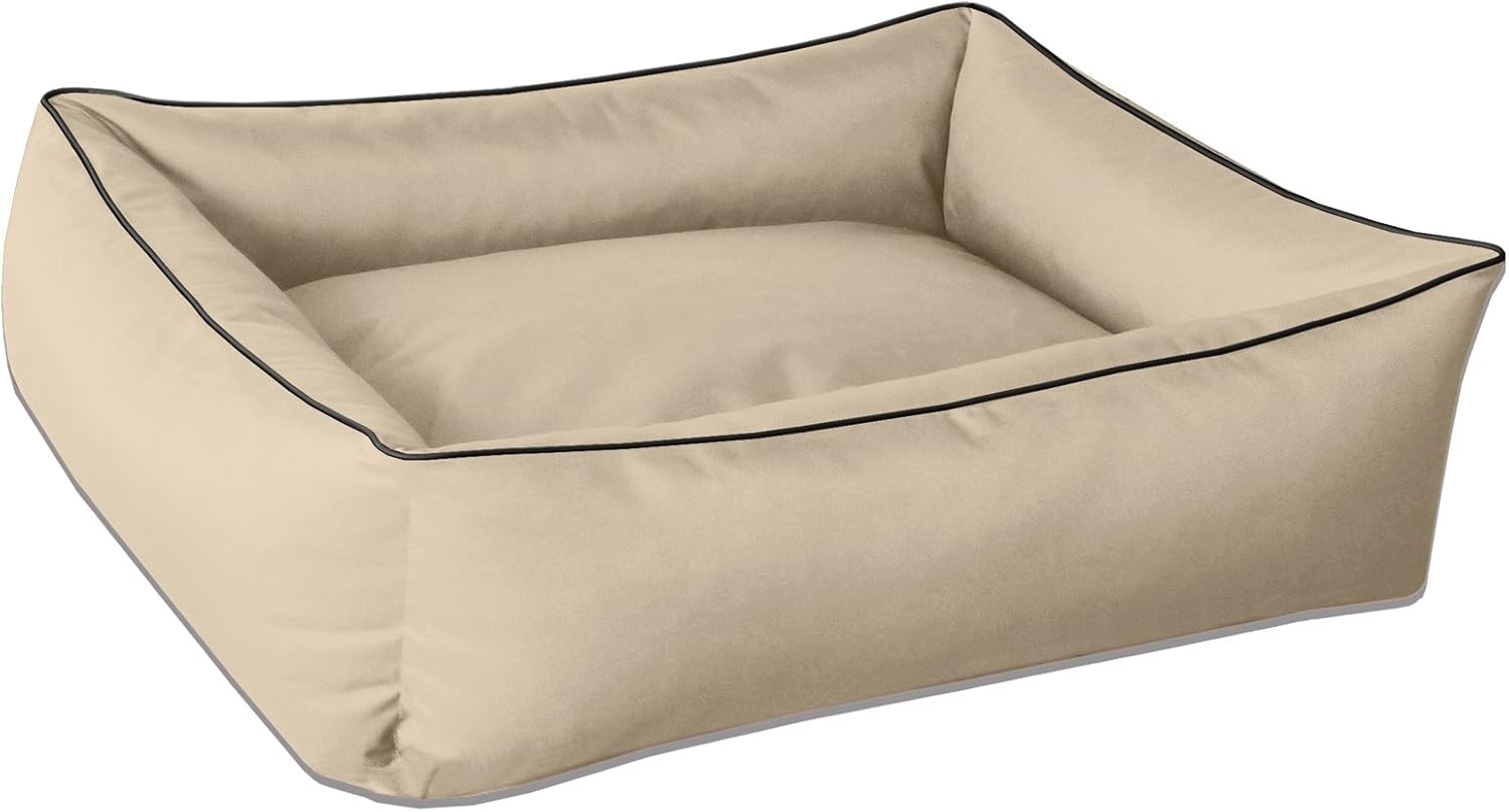 BedDog Hundebett MAX, großes Hundekörbchen aus Cordura, waschbares Hundebett mit Rand, Hundesofa vier-eckig (XXXL) ca. 150x110x28cm, NAMIB-SAND (beige) Bild 1