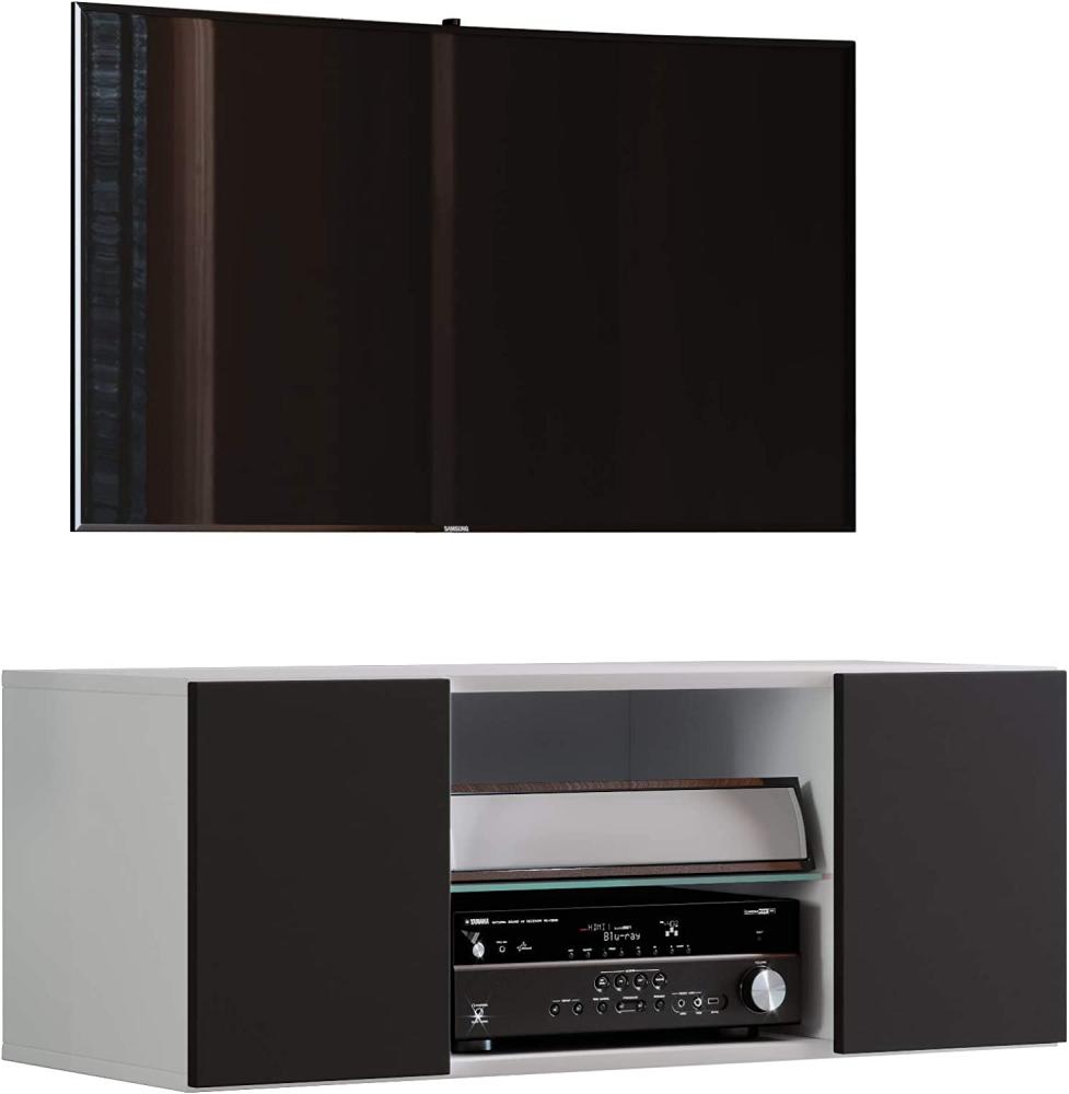 VCM TV Schrank Lowboard Tisch Board Fernseh Sideboard Wandschrank Wohnwand Holz Weiß/Schwarz 40 x 95 x 36 cm "Jusa" Bild 1