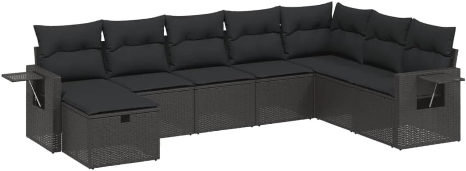 vidaXL 8-tlg. Garten-Sofagarnitur mit Kissen Schwarz Poly Rattan 3263891 Bild 1