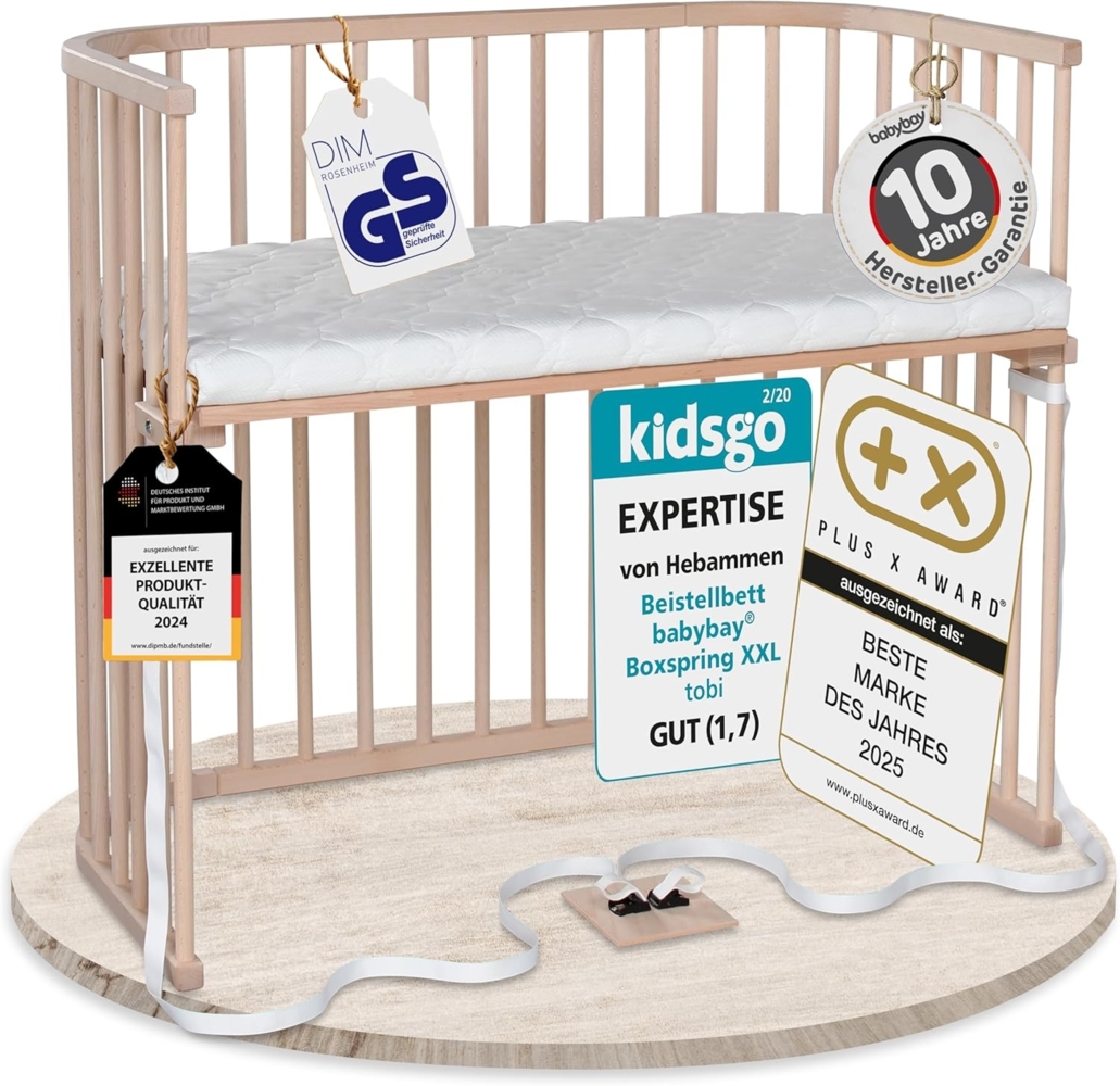 babybay Boxspring XXL Beistellbett, Natur unbehandelt, mit Matratze Bild 1